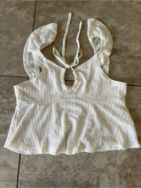SHEIN White Lace-Texture Halter Camisole